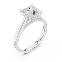 Cincin Tunangan Berlian Sintetis 2 Karat Potongan Princess Emas 18k E Vvs2 Potongan Excellent Tanpa Warna Bentuk Pr