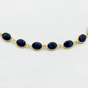 Women's Dainty 18k Pure Yellow Gold Natural Blue Sapphire Gemstone Handmade Bracelet- Certified Party <b>Gift</b> - Product Image 2