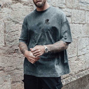 Camisetas clásicas de estilo casual con efecto lavado, ajuste cómodo para hombre, camisetas con lavado ácido para una apariencia de moda atemporal. - Product Image 4