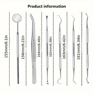 Kit de miroir buccal pour le nettoyage dentaire, outils d'hygiène buccale ergonomiques en acier inoxydable, nettoyeurs interdentaires, cure-dents par Dentavex - Product Image 2