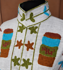 Luxury Handmade <b>star</b> mandala sunburst <b>Jacket</b> Cotton Turquoise Print White Base Hand Embroidered Look Boho Statement Jaipur Women - Product Image 1