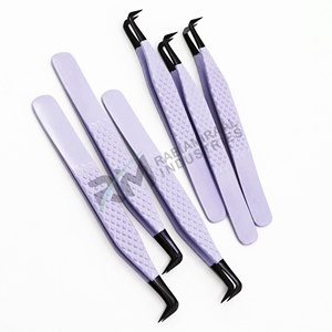 Pince à épiler pour cils RMI Black Plasma Tip et Purple Powder Color, en acier inoxydable, pointe de précision, couleur violette, lot de 6 - Product Image 5