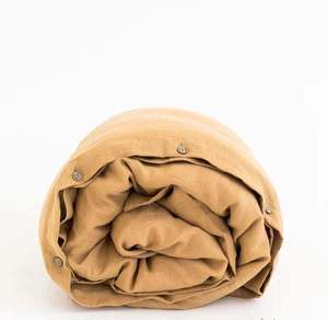 Parure de lit en coton moutarde avec fermeture boutonnée en noix de coco, housse de couette douce, comprenant 2 taies d'oreiller, option de taille de lit personnalisée - Product Image 2