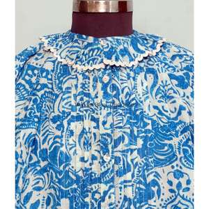 Blusa Casual de Oficina para Mujer, 100% Algodón, Manga 3/4, Cuello Redondo, Estampado Floral, Ecológica, Transpirable, Estilo Coreano e Inglés - Product Image 3