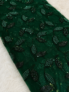 Tissu en dentelle brodée perlée avec sequins et perles pour la mode africaine, vêtements, sourcing, export, commerce, acheteur - Product Image 6