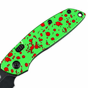 Cuchillos Plegables con Mango Verde y Rojo con Puntos, Hoja Negra, Ranura de Apertura con el Pulgar, Diseño de Agarre Curvo para Bolsillo, para Camping y Tareas Diarias - Product Image 2