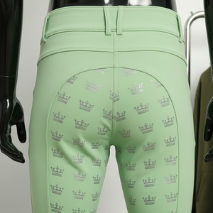 Leggings de equitación estampados para mujer, talla grande, con cierre de botón y cinturón, pantalones de montar con asiento de silicona - Product Image 4