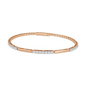 Bracelet en or rose serti de diamants 0,82 ct, taille ronde, sertissage en canal, bijoux classiques à maillons pour femmes, à porter au quotidien - Product Image 1