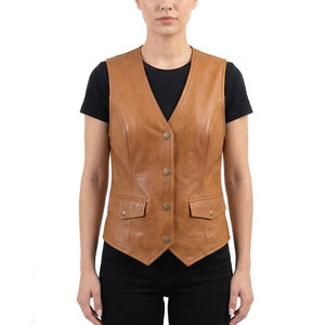 Chaleco de Cuero Simple para Mujer, Impermeable, Estilo Urbano, Apariencia Diaria Elegante para Uso Casual, Looks Modernos y a la Moda - Product Image 1
