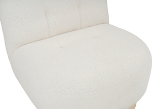 Fauteuil lounge contemporain rembourré en tissu blanc doux avec pieds en bois massif robustes pour chambres et salons - Product Image 5