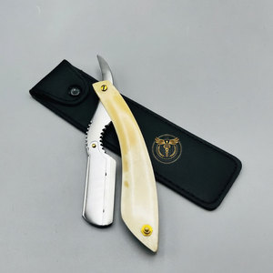 Professional Straight Cut Throat Shavette Razor Folding <b>Knife</b> with Natural <b>Bone</b> <b>Handle</b> Vintage Barber Shaving Tool Men Grooming - Product Image 4