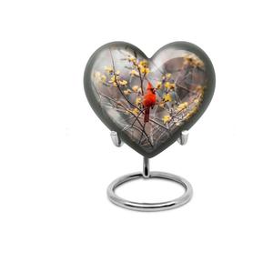 Urna Funeraria Decorativa en Forma de Corazón para Cenizas Humanas, Modelo Forest Heart Sunset, con Base, para Adultos, Venta al por Mayor - Product Image 5