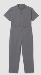 Ensemble de blouses médicales grises pour femmes, manches courtes, col zippé, pantalon, uniforme d'hôpital - Product Image 4