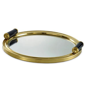 Plateau à thé et à café en métal à motif floral pour hôtel, mariage, vente en gros, plateau de service vintage plaqué argent avec deux poignées - Product Image 2