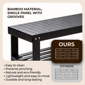 Scarpiera in bambù nero da 70 cm, design senza giunture a 3 livelli, dimensioni 70*28*45 cm - Product Image 3