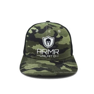 OEM Custom <b>Camo</b> Mesh Trucker Hat 5 Panel <b>Cap</b> with Embroidery Logo Patch Structured Camouflage <b>Cap</b> Wholesale Factory - Product Image 2