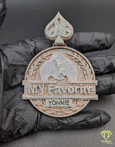 Luxury Hip Hop <b>Custom</b> Spade Pendant Lab Grown Diamond Personalized <b>Name</b> Rose Gold <b>Necklace</b> Jewelry - Product Image 3