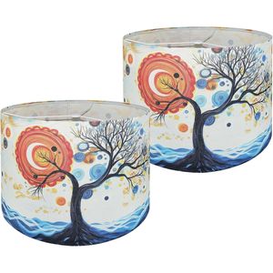 Paralume in Fibra di Poliestere con Stampa Astratta Sole e Albero, Elegante Copertura Decorativa per Lampada da Tavolo - Product Image 1