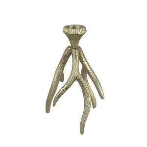 Antler Style <b>Brass</b> <b>Candlestick</b> <b>Holder</b> 10-5/8" Height Home Decoration - Product Image 2