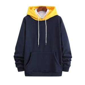 Sweat-shirt à capuche pour homme 100% coton French Terry couleur unie coupe ample décontractée pour l'automne avec poche coupe classique - Product Image 1