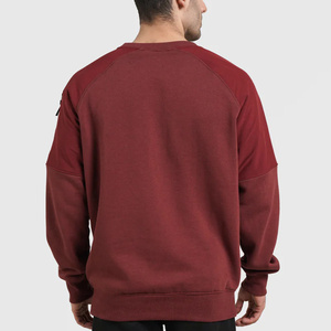Men Brown Crew Neck Sweatshirt Regular Fit Solid Color Casual Long Sleeve <b>Pullover</b> 100% Cotton Fleece Knitted Winter Embroidered - Product Image 3
