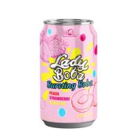 Madam Hong 320ml Té de Burbujas de Frutas Mixtas con Sabores de Melocotón y Fresa, Ingredientes de Tapioca Popping Boba, Lata Enlatada TW