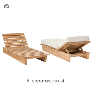 Tumbona moderna de madera de teca para exteriores, minimalista, para hoteles de lujo, villas, resorts, piscinas y patios traseros, hecha en Indonesia. - Product Image 5