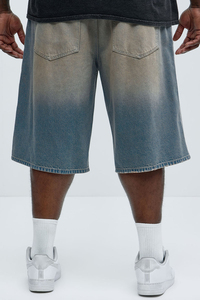 Shorts en jean délavé pour homme, taille mi-haute, coupe droite, décontracté, été, en coton, lavable, avec poches - Product Image 3