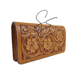 SEHRAINN Fashion Genuine Leather Women Clutch Floral Embellished Vintage Wallet All Seasons Daily Use Nylon Portable <b>Purse</b> - Product Image 2