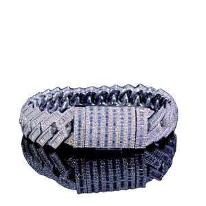 Luxury Iced Out 925 Sterling <b>Silver</b> Moissanite Cuban Link Hip Hop Miami Chain Bracelet <b>for</b> <b>Men</b> - Product Image 5