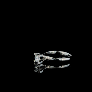 Bague en or blanc avec diamant rond, alliance de fiançailles, solitaire, bijou de promesse - Product Image 3