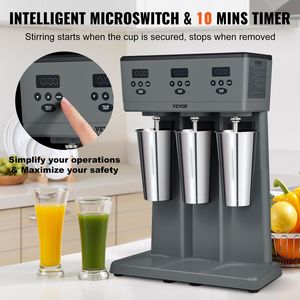Frullatore Elettrico Commerciale a Tre Teste da 375W con LED e Microinterruttore Intelligente per Milkshake e Bevande - Product Image 6