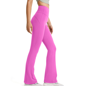 <b>Women's</b> Mid-Waisted Casual Wide Leg Flared Yoga Pants Bootcut <b>Leggings</b> Tummy Control Solid <b>Pattern</b> Summer Essentials 100% Cotton - Product Image 1