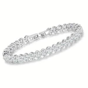Pulsera de Tenis de Moissanita de Alta Calidad, Plata 925 con Baño de Rodio, Brillo Intenso, Resistente al Deslustre, Cierre Seguro, Estilo Hip Hop - Product Image 3