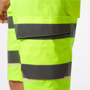 Shorts de travail pour hommes, haute visibilité, 100% coton, avec bandes réfléchissantes, séchage rapide, pour travaux de construction - Product Image 4