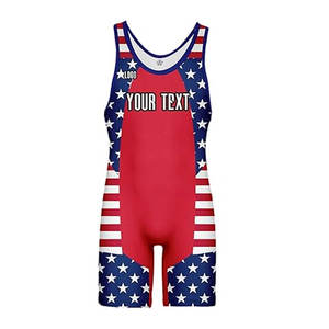 Singlet de Lucha Libre Personalizado con Bandera Americana, Unisex, de Una Pieza, Impresión por Sublimación, Secado Rápido, Ajustado, para Artes Marciales - Product Image 1