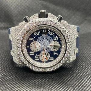 Luxury <b>Men's</b> Stainless Steel Chronograph Watch Analog Quartz Movement Rhinestone Dial <b>Silicone</b> <b>Band</b> 20mm 13.5mm Case - Product Image 1