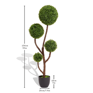 2025 High Quality 150cm <b>Artificial</b> Boxwood Topiary Ball <b>Tree</b> Green Indoor/<b>Outdoor</b> Spiral Decoration 1pcs/set - Product Image 2