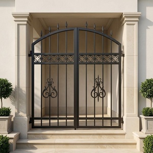 Puerta Doble de Jardín de Hierro Forjado a Mano KHP, Diseño Floral Exquisito, Entrada de Seguridad Galvanizada de Alta Resistencia, Diseño Victoriano - Product Image 3