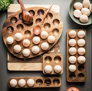 Modern Wooden <b>Egg</b> Storage Box - Multi-Compartment Kitchen Organizer for Fresh <b>Eggs</b> Perfect for Home Cooking Baking - Product Image 1