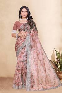 Sari indien de designer Banarasi – Tenue de mariage et de fête en soie douce de haute qualité avec tissage Zari en cuivre, style traditionnel, best-seller, prêt à porter - Product Image 4