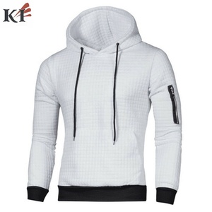 Sweat à capuche décontracté pour homme, coupe ajustée, en maille gaufrée, avec poche zippée, pour l'automne, manches classiques, couleur unie - Product Image 6