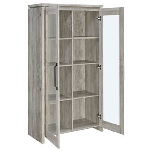 Mobile alto a 2 ante Myerson in legno ingegnerizzato grigio Driftwood per soggiorno - Product Image 5