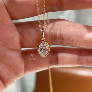 Collier pendentif ovale en diamant de laboratoire certifié IGI 1 carat, coupe ovale, DEF VVS2/VS1, or 14K/18K plaqué rhodium, classique pour femme - Product Image 4