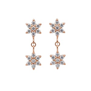 Boucles d'oreilles pendantes en or 14 carats avec diamants de laboratoire en grappe de 0,56 ct, motif étoile florale, pour femme, bijoux minimalistes élégants pour soirée - Product Image 1