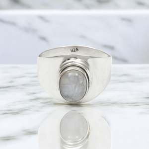 925 Sterling <b>Silver</b> <b>Ring</b> <b>For</b> <b>Men</b> & Women Handmade Bohemian Statement <b>Ring</b> Comes With Oval Cut Rainbow Moonstone Gemstone - Product Image 1