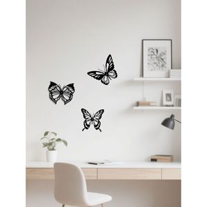 CIFbuy Eleganti decorazioni murali in metallo a 3 pezzi, con disegni di libellule nere, colibrì e farfalle, delicati decori da parete in metallo. - Product Image 2