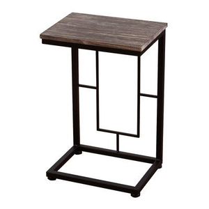 Table d'appoint en fer avec plateau en bois élégant, complétant les thèmes d'intérieur grâce à son bois chaud et son accent industriel. - Product Image 3