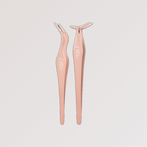 Pinces pour extensions de cils Ollio Olio sans colle, en forme de L, fabriquées en Corée, pour extensions de cils et cils en bande. - Product Image 2