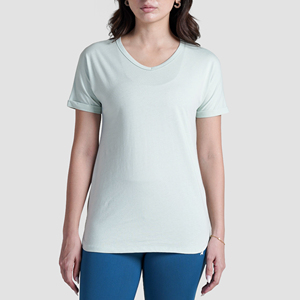 Opciones de colores personalizadas y prendas básicas elegantes para mujer, camisetas con cuello en V para tiendas de moda y uso diario, un look moderno y duradero. - Product Image 1